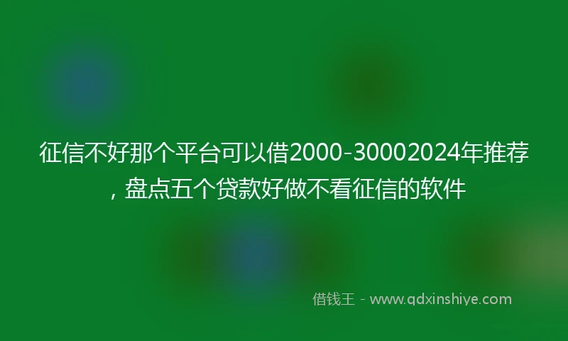 征信不好那个平台可以借2000-30002024年推荐，盘点五个贷款好做不看征信的软件