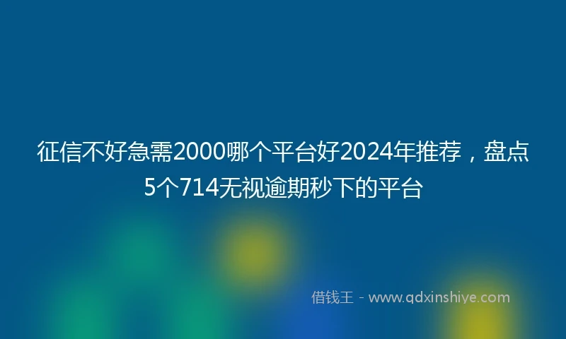 征信不好急需2000哪个平台好2024年推荐，盘点5个714无视逾期秒下的平台