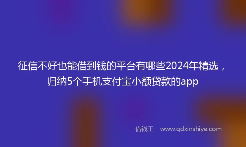 征信不好也能借到钱的平台有哪些2024年精选，归纳5个手机支付宝小额贷款的app