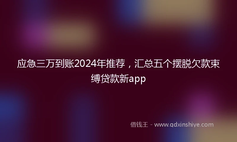 应急三万到账2024年推荐，汇总五个摆脱欠款束缚贷款新app