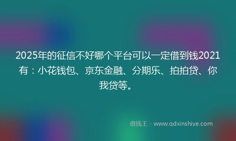 2025年的征信不好哪个平台可以一定借到钱2021有：小花钱包、京东金融、分期乐、拍拍贷、你我贷等。
