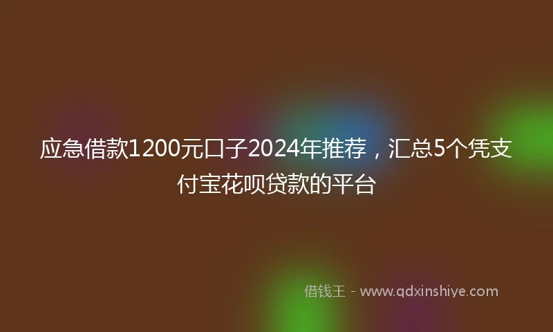 应急借款1200元口子2024年推荐，汇总5个凭支付宝花呗贷款的平台