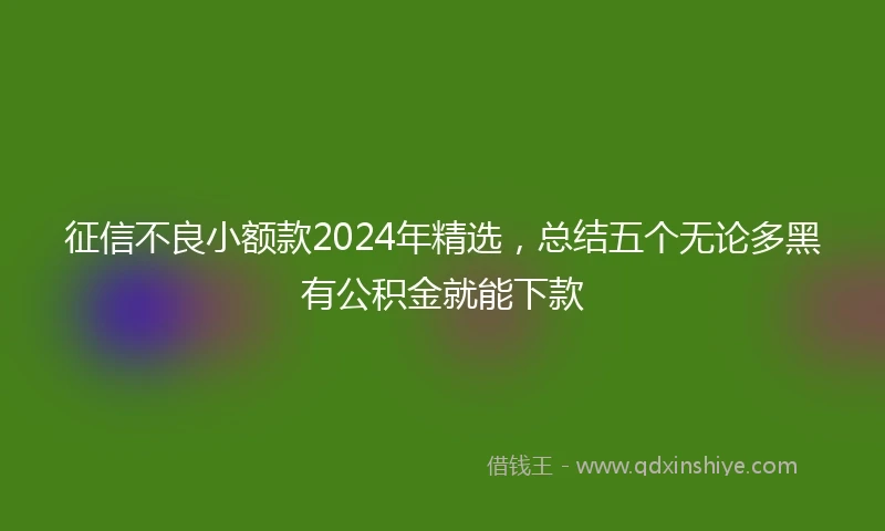征信不良小额款2024年精选，总结五个无论多黑有公积金就能下款