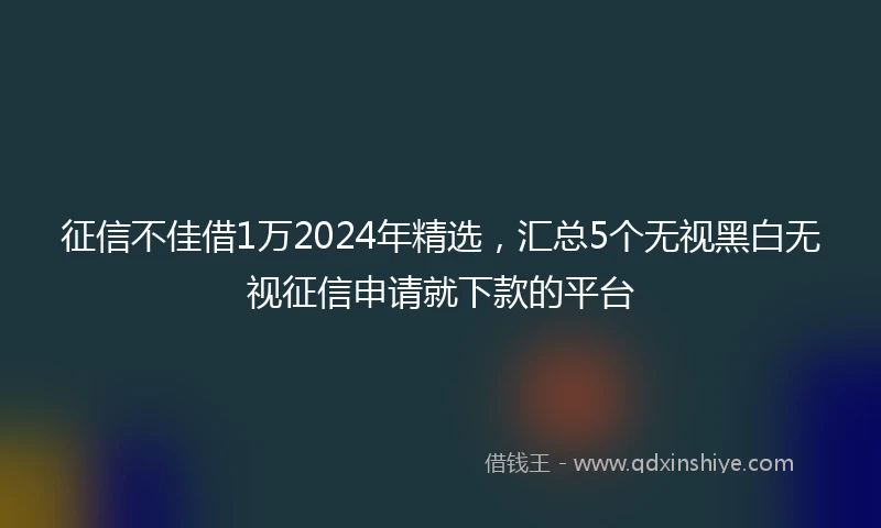 征信不佳借1万2024年精选，汇总5个无视黑白无视征信申请就下款的平台
