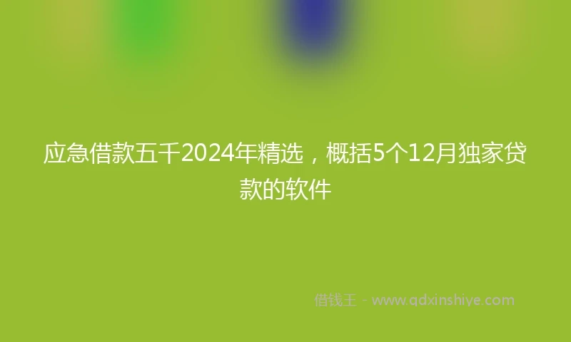 应急借款五千2024年精选，概括5个12月独家贷款的软件