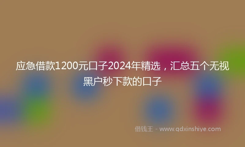 应急借款1200元口子2024年精选，汇总五个无视黑户秒下款的口子