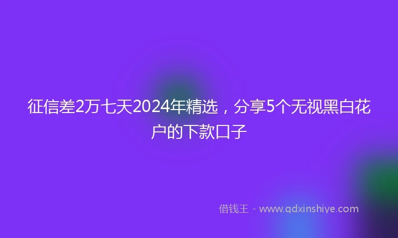 征信差2万七天2024年精选，分享5个无视黑白花户的下款口子