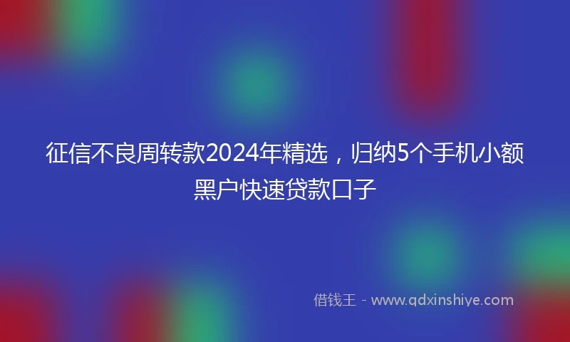 征信不良周转款2024年精选，归纳5个手机小额黑户快速贷款口子