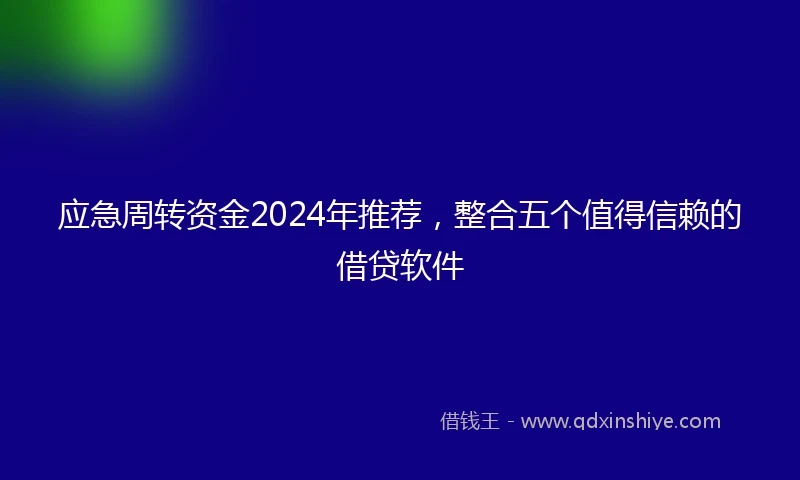 应急周转资金2024年推荐，整合五个值得信赖的借贷软件