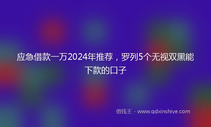 应急借款一万2024年推荐，罗列5个无视双黑能下款的口子