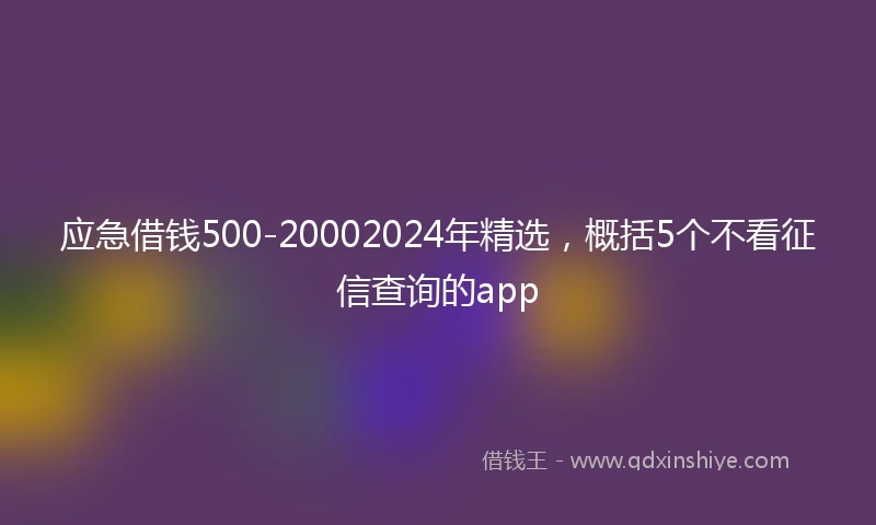应急借钱500-20002024年精选，概括5个不看征信查询的app