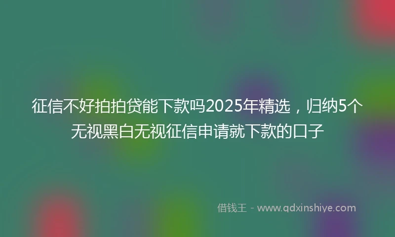 征信不好拍拍贷能下款吗2025年精选，归纳5个无视黑白无视征信申请就下款的口子
