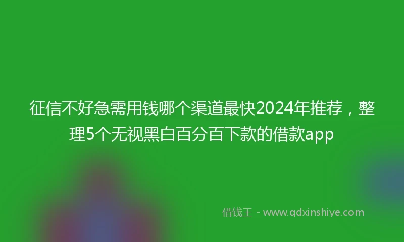 征信不好急需用钱哪个渠道最快2024年推荐，整理5个无视黑白百分百下款的借款app