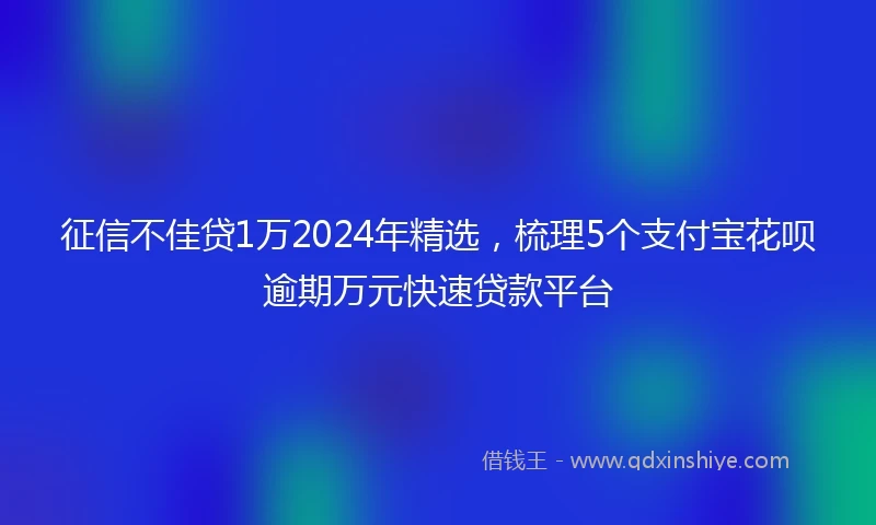 征信不佳贷1万2024年精选，梳理5个支付宝花呗逾期万元快速贷款平台