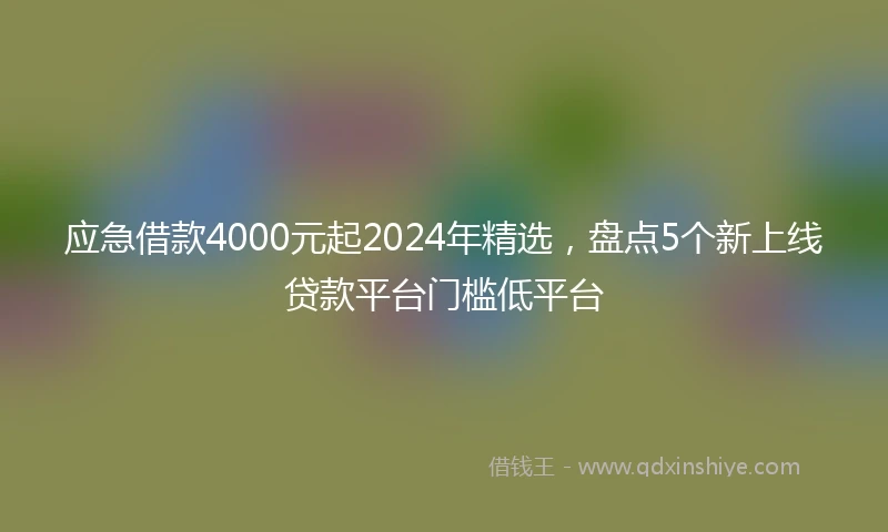 应急借款4000元起2024年精选，盘点5个新上线贷款平台门槛低平台