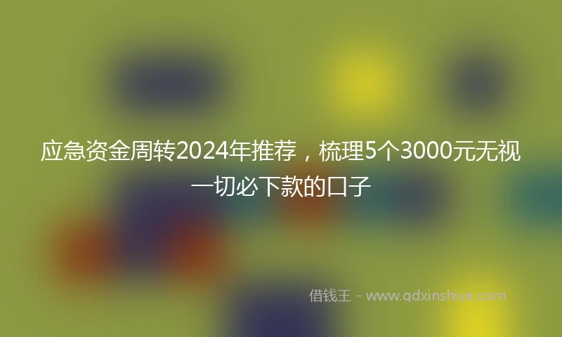 应急资金周转2024年推荐，梳理5个3000元无视一切必下款的口子
