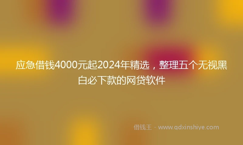应急借钱4000元起2024年精选，整理五个无视黑白必下款的网贷软件