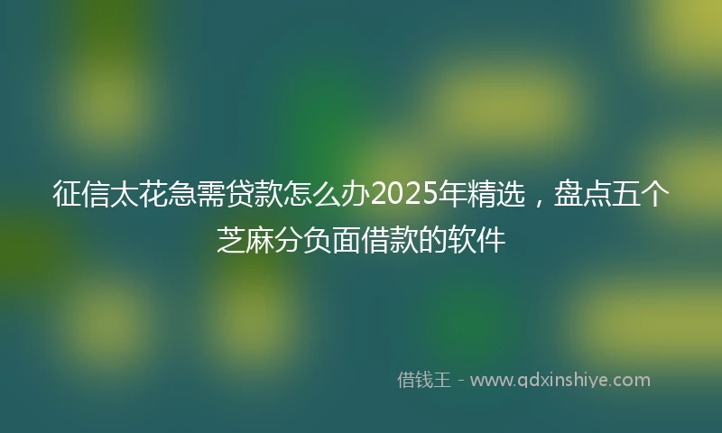征信太花急需贷款怎么办2025年精选，盘点五个芝麻分负面借款的软件