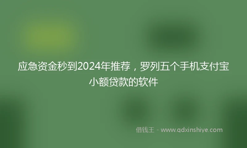 应急资金秒到2024年推荐，罗列五个手机支付宝小额贷款的软件