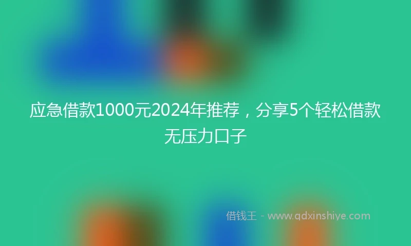 应急借款1000元2024年推荐，分享5个轻松借款无压力口子