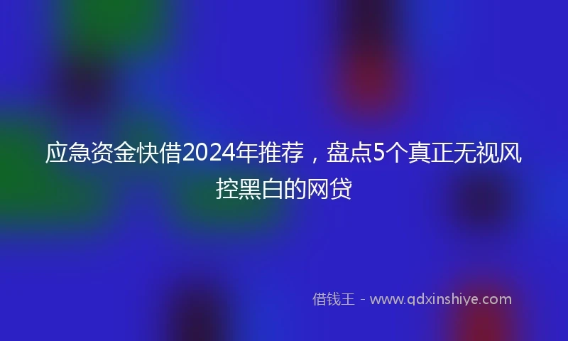 应急资金快借2024年推荐，盘点5个真正无视风控黑白的网贷