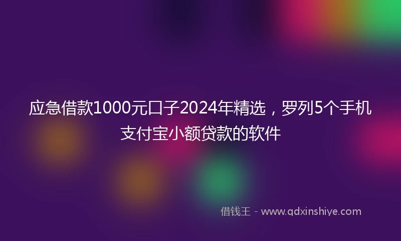 应急借款1000元口子2024年精选，罗列5个手机支付宝小额贷款的软件