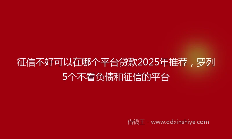 征信不好可以在哪个平台贷款2025年推荐，罗列5个不看负债和征信的平台