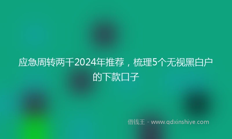 应急周转两千2024年推荐，梳理5个无视黑白户的下款口子