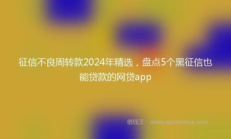 征信不良周转款2024年精选，盘点5个黑征信也能贷款的网贷app