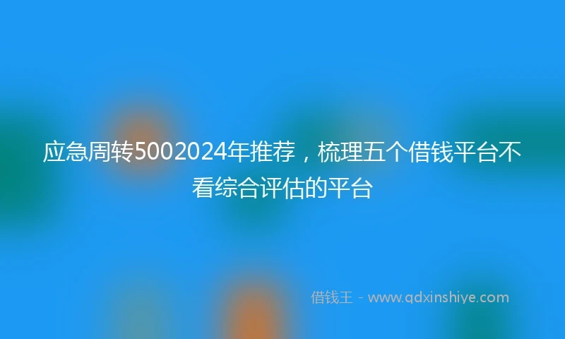 应急周转5002024年推荐，梳理五个借钱平台不看综合评估的平台