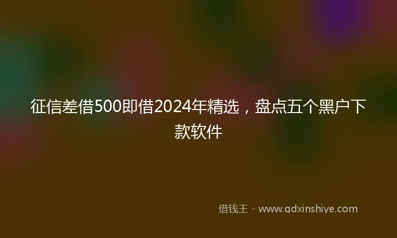 征信差借500即借2024年精选，盘点五个黑户下款软件