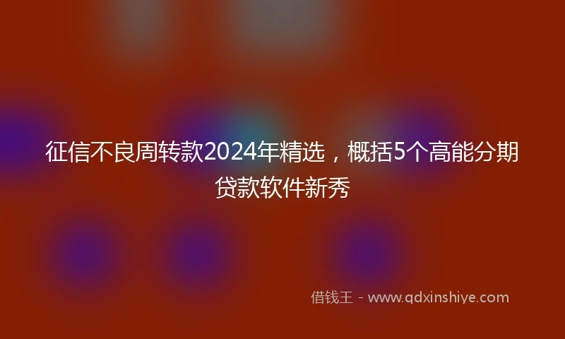 征信不良周转款2024年精选，概括5个高能分期贷款软件新秀