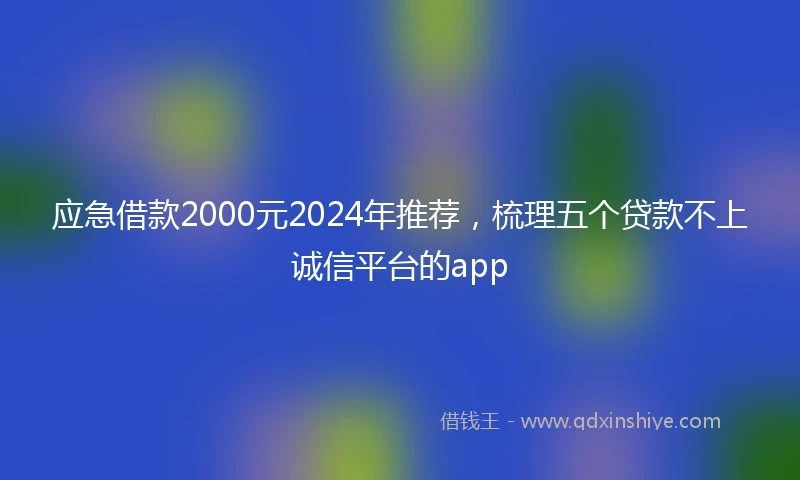 应急借款2000元2024年推荐，梳理五个贷款不上诚信平台的app