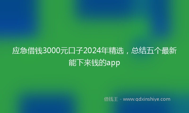 应急借钱3000元口子2024年精选，总结五个最新能下来钱的app
