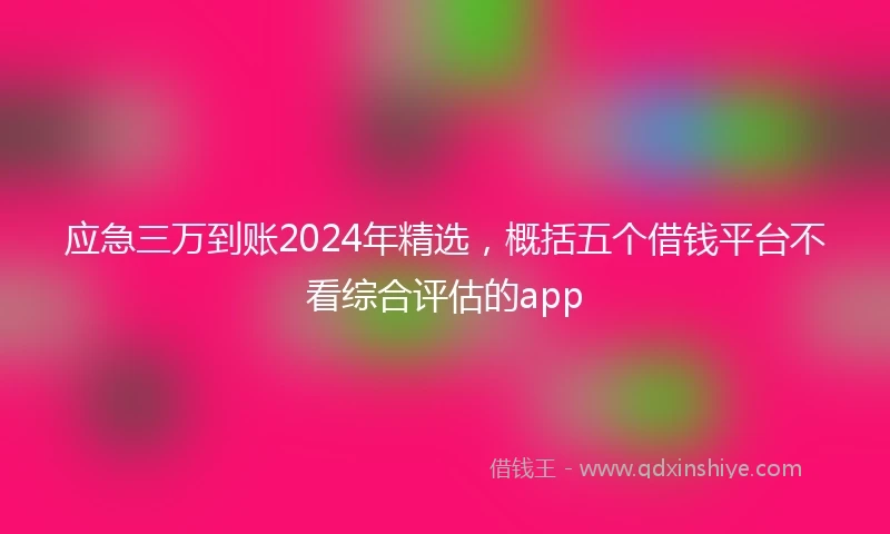 应急三万到账2024年精选，概括五个借钱平台不看综合评估的app