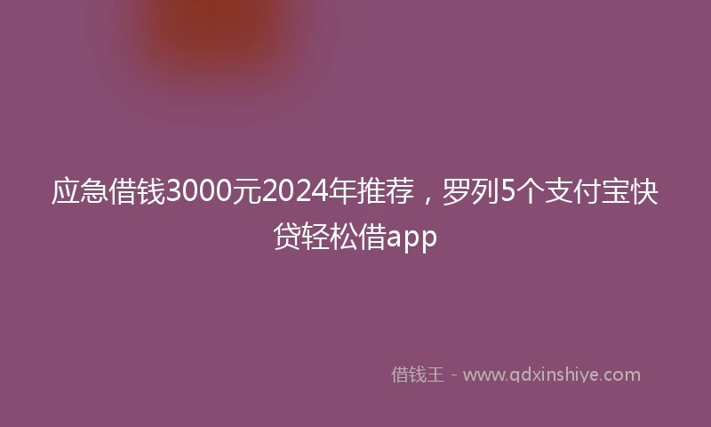 应急借钱3000元2024年推荐，罗列5个支付宝快贷轻松借app