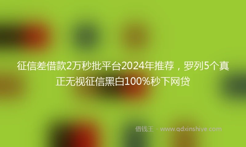 征信差借款2万秒批平台2024年推荐，罗列5个真正无视征信黑白100%秒下网贷