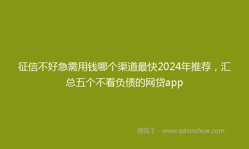 征信不好急需用钱哪个渠道最快2024年推荐，汇总五个不看负债的网贷app