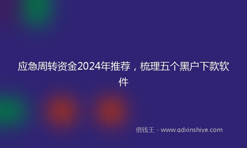 应急周转资金2024年推荐，梳理五个黑户下款软件