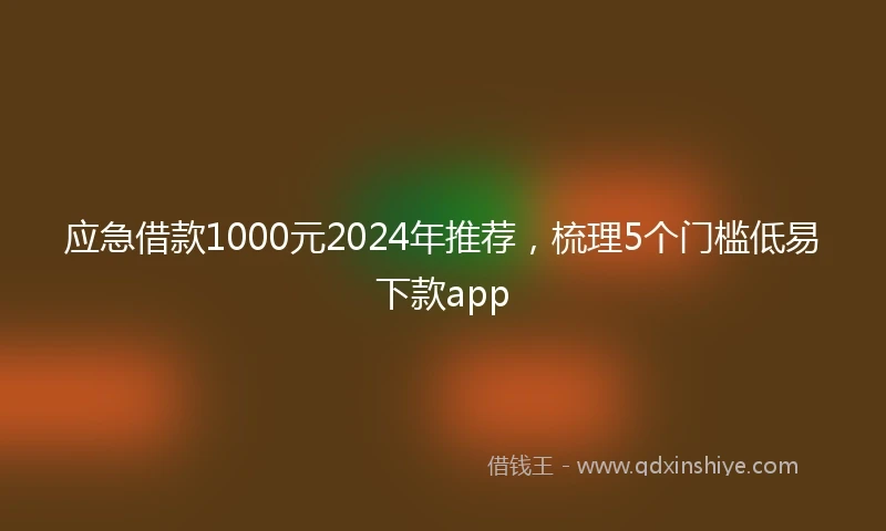 应急借款1000元2024年推荐，梳理5个门槛低易下款app