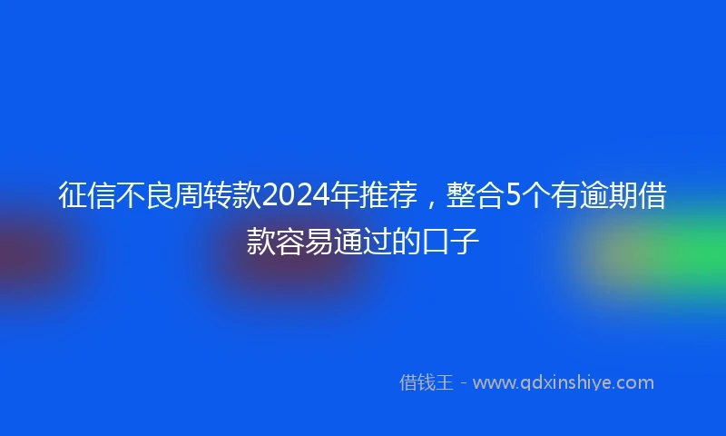 征信不良周转款2024年推荐，整合5个有逾期借款容易通过的口子