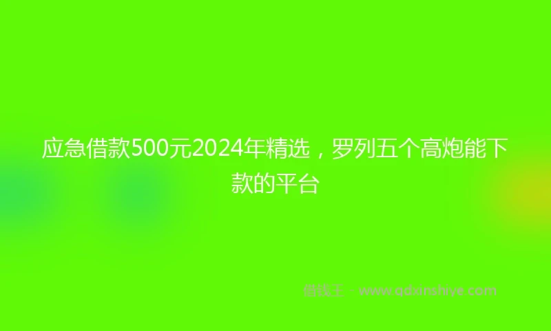 应急借款500元2024年精选，罗列五个高炮能下款的平台