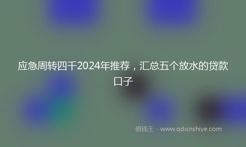 应急周转四千2024年推荐，汇总五个放水的贷款口子