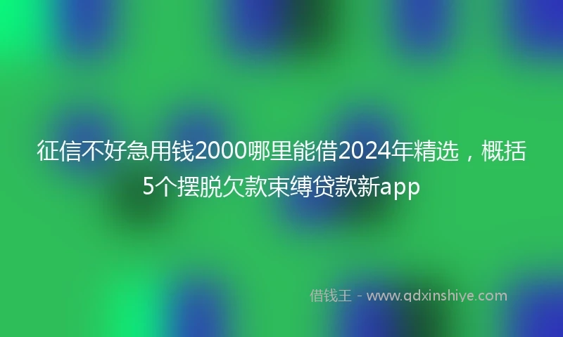 征信不好急用钱2000哪里能借2024年精选，概括5个摆脱欠款束缚贷款新app