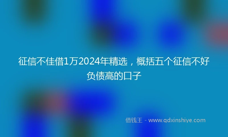 征信不佳借1万2024年精选，概括五个征信不好负债高的口子