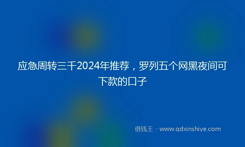 应急周转三千2024年推荐，罗列五个网黑夜间可下款的口子