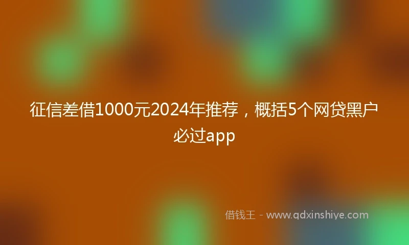 征信差借1000元2024年推荐，概括5个网贷黑户必过app
