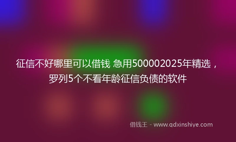 征信不好哪里可以借钱 急用500002025年精选，罗列5个不看年龄征信负债的软件