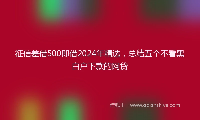 征信差借500即借2024年精选，总结五个不看黑白户下款的网贷