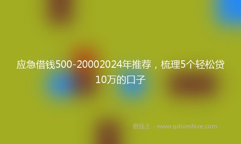 应急借钱500-20002024年推荐，梳理5个轻松贷10万的口子